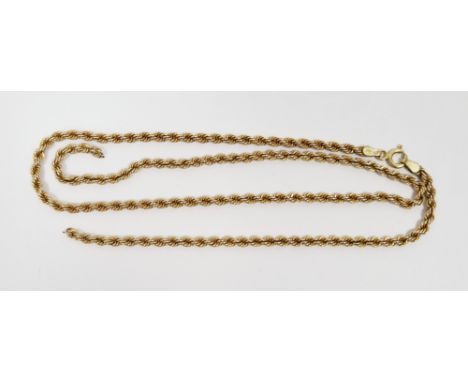 9ct yellow gold ropetwist necklace (a/f), 50cm long, 4.5 grams