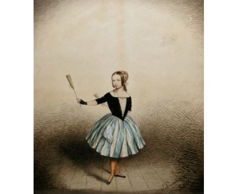 F. Tremlett (late 19th/early 20th century) Watercolour and gouache on paper  Portrait of a young ballet dancer in costume, ho