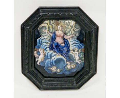 Nicolas I Laudin (1628-1698 Limoges), 17th century Limoges enamel on copper plaque depicting the Assumption of the Virgin Mar