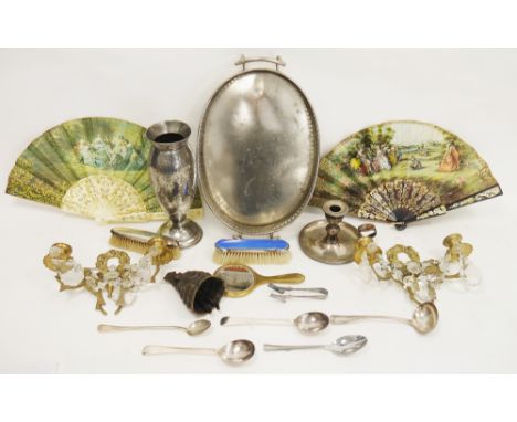 Mixed lot of silver plate and metalware&nbsp;including a silver plate oval serving tray, a silver plate dish and various item