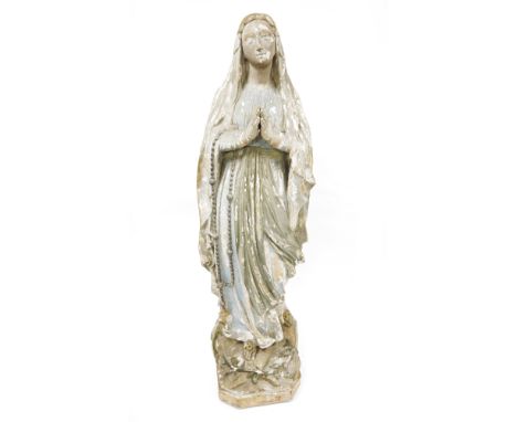 Terracotta sculpture of The Virgin Mary, Our Lady of Lourdes, 105cm high