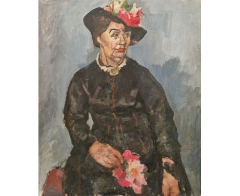 Attributed to Stephen Anthony Audsley (mid-20th century) Oil on canvas Portrait of a seated lady, she wearing a black dress a