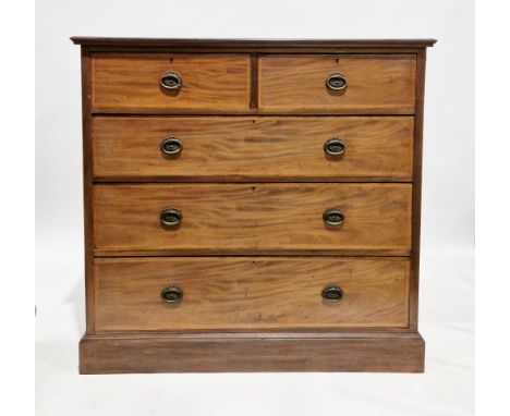Edwardian mahogany chest of drawers&nbsp;with satinwood and ebony string inlay, the rectangular top with thumbmould edge, ove