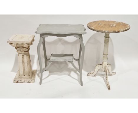 19th/early 20th century white painted wooden stand of Corinthian column form, 58cm high x 26cm wide, a 19th century tilt-top 