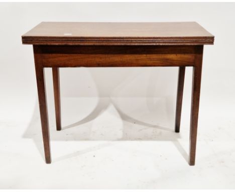 George III mahogany tea table, the rectangular hinged top opening on a gate action support, on square tapering legs, 71cm hig