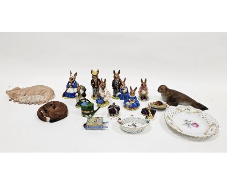 Collection of Royal Doulton Bunnykins figures,&nbsp;comprising: Mrs Bunnykins 'Clean Sweep', Dollie Bunnykins 'Playtime', Bil