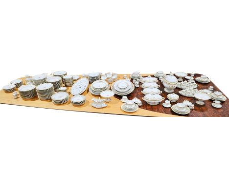 Extensive Paris (Brevet Brianchon) porcelain monogrammed dinner and dessert service, circa 1900, printed red marks, impressed