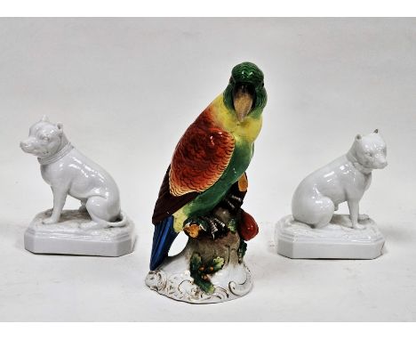 Continental porcelain Sampson-style model of a parrot, late 19th/early 20th century, gilt anchor mark to base, naturalistical