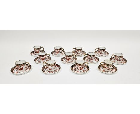 Royal Crown Derby bone china imari pattern part coffee service, circa 1890, printed iron-red marks, pattern no.2649/2, compri