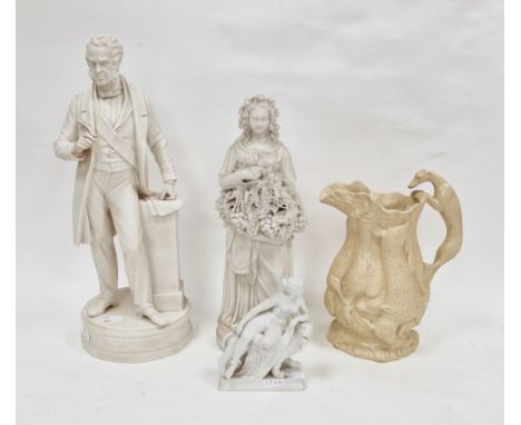 Hill Pottery Company (Burslem) parian figure of Palmerston, standing beside an inscribed column, printed black marks, dated D