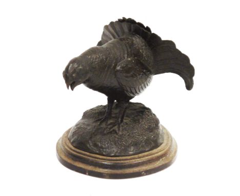 Geoffrey Dashwood (born 1947), bronze limited edition model of a Capercaillie, no. 13/20, signed, on a circular wooden base, 