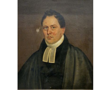 19th century British School  Oil on canvas Portrait of a clergyman, 59cm x 49cm 