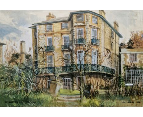Janet Rawlins (1931) Watercolour on paper  House in garden landscape, signed and dated 1954 lower right, inscribed 'To Aileen