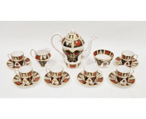 Abbeydale bone china Imari chrysanthemum pattern part coffee service, printed red marks, comprising: an inverted baluster cof
