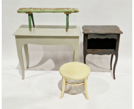 19th century French-style painted side table with drawer to end, on cabriole legs, 67cm high x 80cm long x 40cm wide,&nbsp;a 