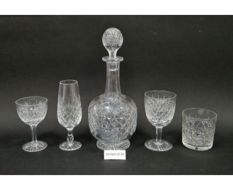 Thomas Webb cut glass set in the Wellington pattern comprising two decanters with stoppers, ten whisky tumblers, nine small w