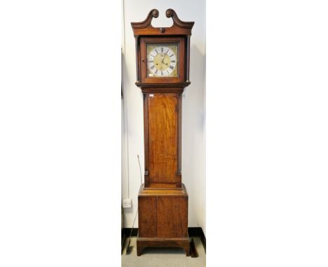 18th century mahogany longcase clock&nbsp;with 8-days movement, 11 inch square brass dial, seconds dial, square date aperture