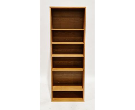 Beaver &amp; Tapley of Nottingham oak veneer bookcase, having five adjustable shelves, stamped to back and with a 'The Wishfu