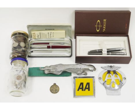 Mixed lot of collectable items including an original Jaguar car mascot, serial number 7 10091 WBB, 19.5cm long together with 