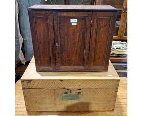 19th century mahogany small cabinet, the three-panel front having a single door opening to a single shelf, 37cm high x 46cm w