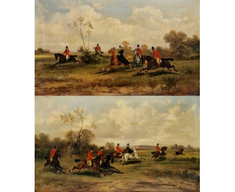 Robert Stone (1820-1870) Pair oil on canvas Hunting scenes, signed, framed, 31.5cm x 53cm (2)