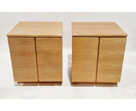 Pair of Beaver &amp; Tapley veneered cabinets, both with two panel doors opening to an adjustable shelf, both with The Wishfu