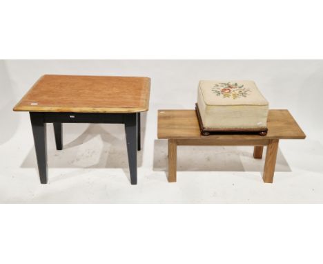 Contemporary oak low table, 35cm high x 88cm long x 38cm deep, a part painted side table, 56cm high x 76cm long x 57cm wide a