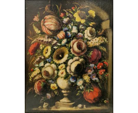 Rima (20th Continental school) Oil on board Still life of a vase of flowers, signed lower right, 72cm x 56.5cm 