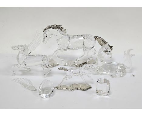 Two Swarovski crystal glass horses&nbsp;including Esperanza horse with horseshoe plaque 5004728 (2014 annual edition), a 2014