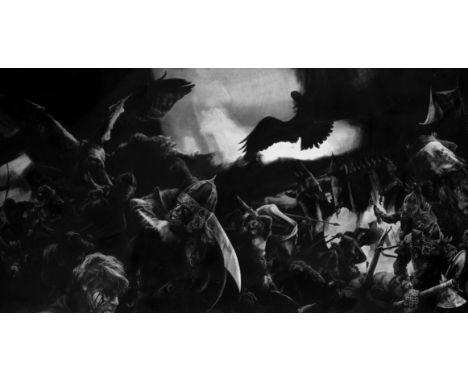 Ed Org (b.1955) Pencil on paper  The Fall of the Black Gate, from Lord of the Rings, signed and dated 1978 lower right, title