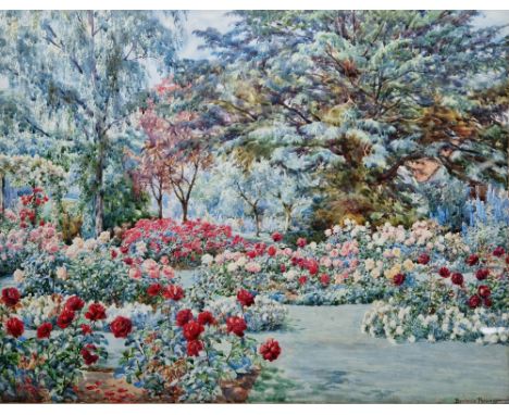 Beatrice Parsons (1870-1955) Watercolour drawing "A Rose Garden in North Oxford", signed lower right, framed and glazed, moun