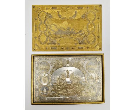 Two French 19th century brass engraving plates, 9.5cm x 14cm