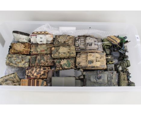 A large quantity of unboxed Corgi and other tanks and military vehicles