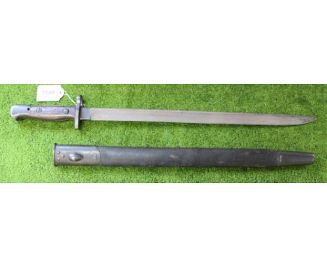 A British 1907 model (WWI dated) bayonet by the rare maker 'Mole' with issue stamped scabbard
