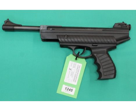 A Webley 'Typhoon' .22 cal air pistol, as a post 1939 air weapon the restrictions of the Crime Reduction Act apply to the sal