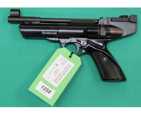 A Webley .22 cal Hurricane air pistol with accessories, all within bespoke carry case, as a post 1939 air weapon the restrict