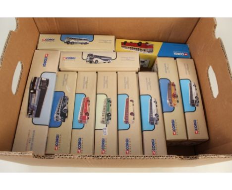 Boxed Corgi American buses (11 pieces)