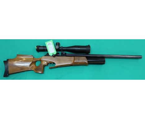 A Theoben 'Rapid' 7 .177 cal P.C.P. air rifle, in excellent cosmetic condition, this fine air rifle has thumb hole stock and 