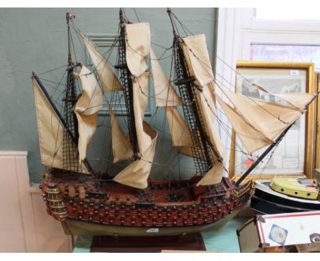 A wooden model galleon