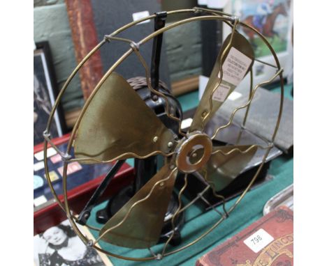 A c1940's electric table fan with brass blades, this items is sold as a collectors item only and has not been subject to an e