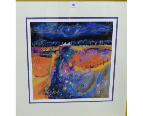 Deborah Phillips Shimmering Moon Limited edition Giclee print in a glazed gilt wood frame, 40cm x 40cm 