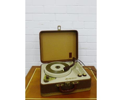 A retro Handy Gram record player in its fitted case 
