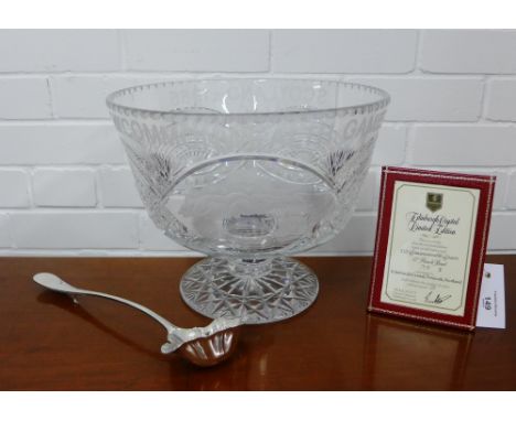 An impressive Edinburgh Crystal limited edition 12" punch bow and silver plated ladle, produced to commemorate the 13th Commo