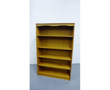 A contemporary open five shelf bookcase, 138cm x 90cm 