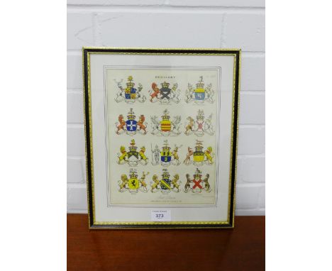 Irish Barron's framed Heraldry print, 29 x 35cm