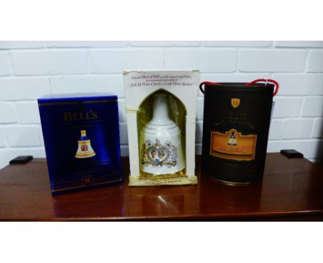 A collection of Bells Scotch Whisky decanters to include a Charles and Lady Diana Wedding, a QE2 Golden Wedding Anniversary a