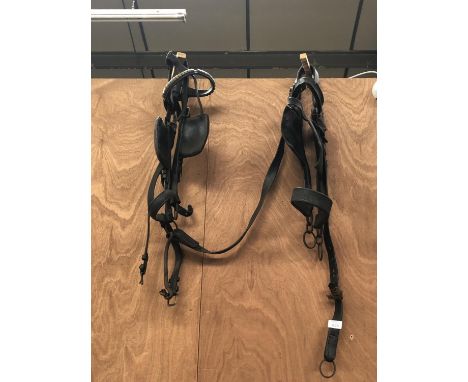 TWO VINTAGE DRIVING BRIDLES 