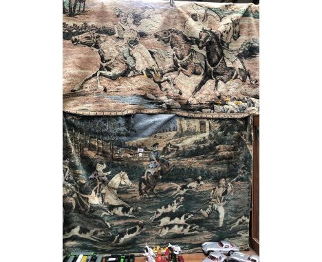 TWO LARGE VINTAGE TAPESTRY WALL HANGINGS 