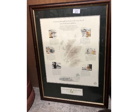 A PRINT DETAILING CLASSIC MALT WHISKEYS 