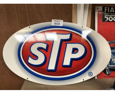 A VINTAGE STYLE METAL STP MOTOR OIL SIGN 